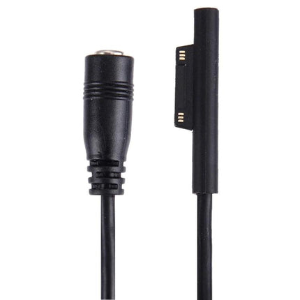 Compact Magnetic Charger Cable for Microsoft Surface Pro Devices shown with magnetic Surface Pro connector and DC barrel adapter