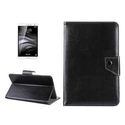 7-Inch Tablet Leather Case with Holder and Crazy Horse Texture in black with stand and secure snap closure