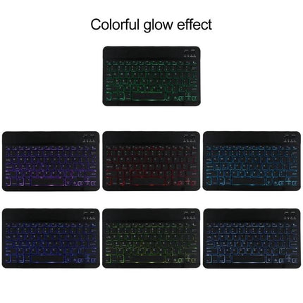 Bluetooth Backlit Keyboard Case for Samsung Galaxy Tab A7 10.4 2020 showing multiple backlit color glow keyboard options