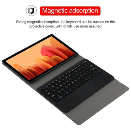 Detachable Bluetooth Keyboard Case for Samsung Galaxy Tab A7 10.4 Inch showing magnetic adsorption and detachable keyboard in protective folio