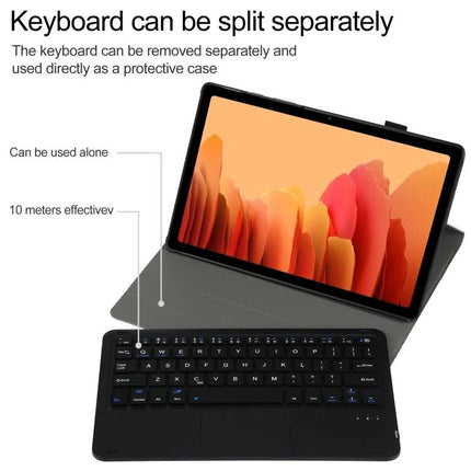 Detachable Bluetooth Keyboard Case for Samsung Galaxy Tab A7 10.4 Inch shown with removable Bluetooth keyboard and protective folio stand, keyboard usable separately
