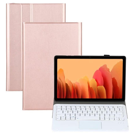 Detachable Bluetooth Keyboard Case for Samsung Galaxy Tab A7 10.4 Inch in rose gold showing keyboard attached and protective folio cover