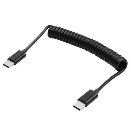 USB-C Cable for Everyday Device Charging and Connectivity - compact coiled black USB-C to USB-C charging and data cable