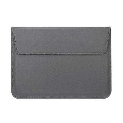 Universal PU Leather Envelope Case with Holder for 15.4-Inch Tablets in gray, slim protective sleeve with envelope flap and stitching