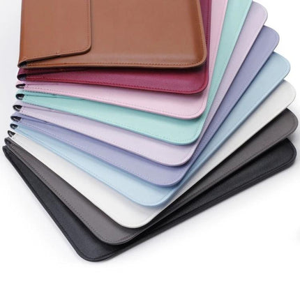 Universal Envelope Style PU Leather Case for 13.3 Inch Tablets with Holder in assorted pastel and neutral colors, slim protective envelope design