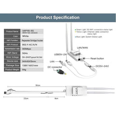 VONETS VAP11S-5G High-Speed Mini Wireless Bridge with Dual Antennas and Cooling Fan