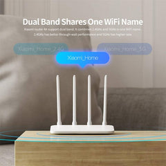 Xiaomi 4A AC1200 Smart Dual-Band WiFi Router with App Control, 1167Mbps Speed, 4 Antennas, Supports Web, Android & iOS, US Plug