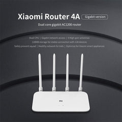 Xiaomi AC1200 Dual-Band Wireless Router with Smart APP Control, 128MB Memory, 1167Mbps Speed, 4 Antennas, and Gigabit Ports - US Plug