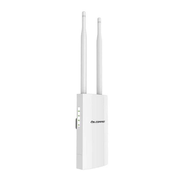 COMFAST CF-EW72 Outdoor Waterproof WiFi Extender for North America white outdoor extender with two external antennas and status LEDs