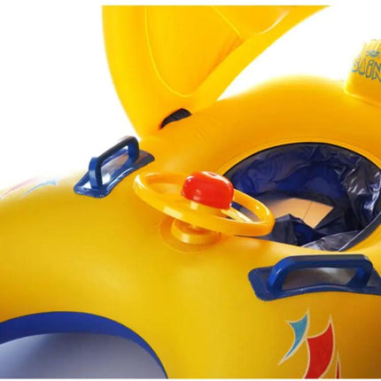 Children Inflatable Swim Ring With Sunshade 100x70cm | Syndmart
