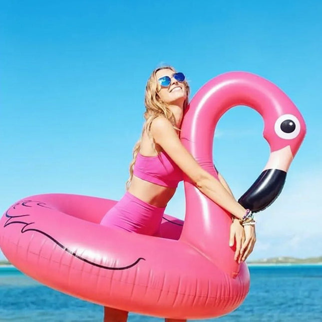 Inflatable Flamingo Pool Float 90cm PVC Swim Ring | Syndmart