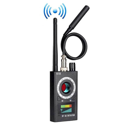 K18 Wireless Signal and Camera Detector for Privacy Protection compact RF and camera finder with antenna and display