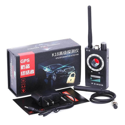 K18 Wireless Signal and Camera Detector for Privacy Protection - compact RF and camera finder with antenna and accessories