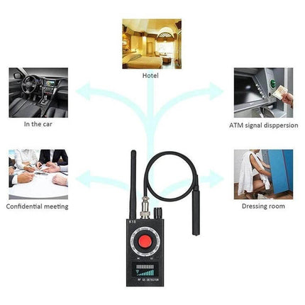 K18 Wireless Signal and Camera Detector for Privacy Protection handheld device scanning hotel, car, ATM, dressing room and confidential meeting areas