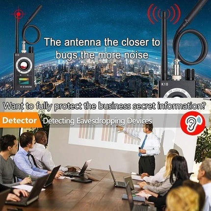K18 Wireless Signal and Camera Detector for Privacy Protection scanning conference room for hidden cameras and RF bugs