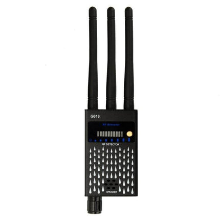 Wireless Signal Detector for WiFi and Hidden Camera Detection - handheld RF detector with three antennas and signal strength display