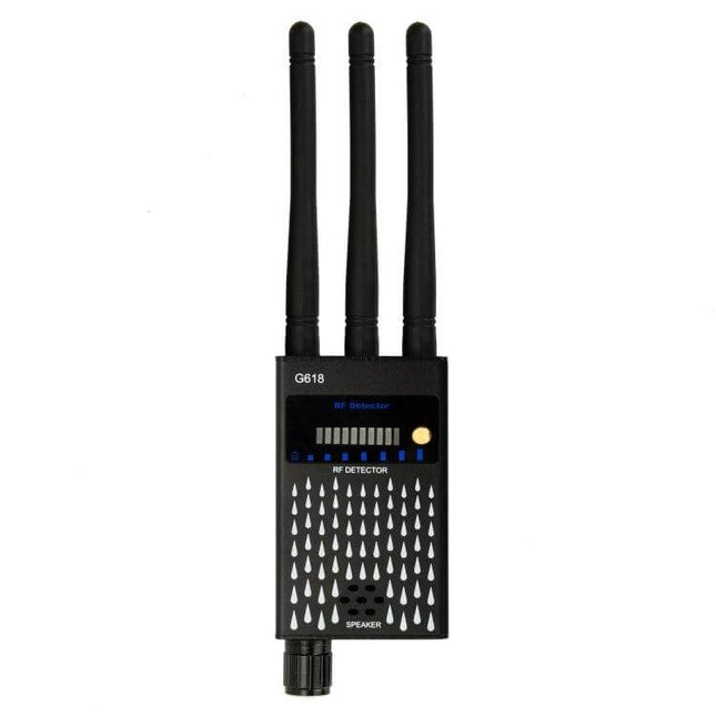 Wireless Signal Detector for WiFi and Hidden Camera Detection - handheld RF detector with three antennas and signal strength display