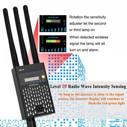 Wireless Signal Detector for WiFi and Hidden Camera Detection handheld RF scanner with three antennas detecting wireless signals
