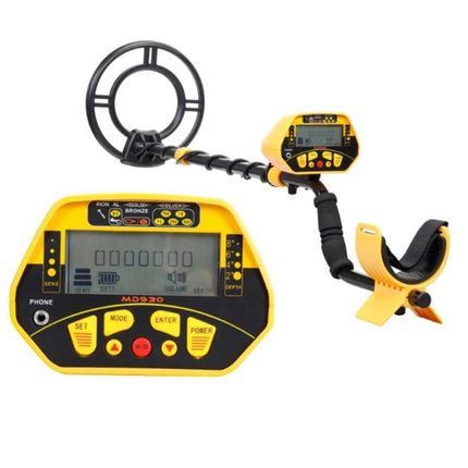 Underground Metal Detector for Treasure Hunting and Metal Detection - yellow detector with adjustable sensitivity and discrimination settings