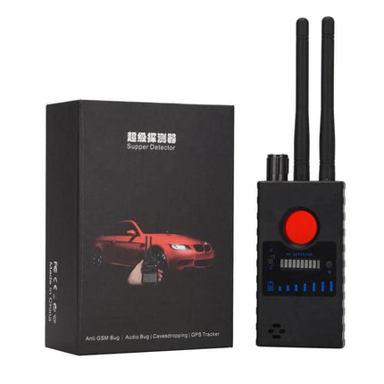 Wireless Signal Detector for Everyday Privacy Scanning dual-antenna privacy scanner with box for hidden camera and tracker detection