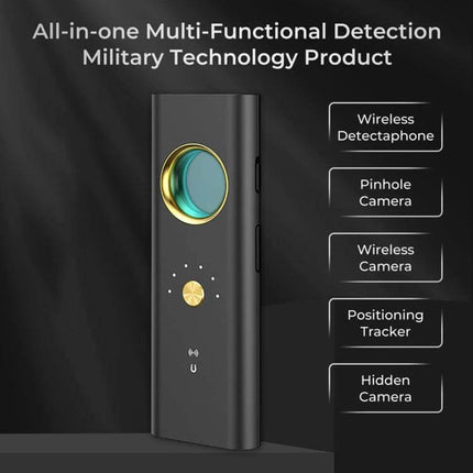 Handheld GPS and WiFi Signal Detector for Privacy Security handheld black device with gold-plated antenna detecting hidden cameras and trackers