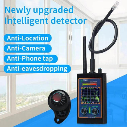 Radio Wave Detector for Everyday Signal Scanning with LED Indicator - compact handheld detector showing LED screen and flexible probe for anti-eavesdropping checks