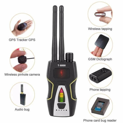 Portable RF Signal Detector for Hidden Bugs and GPS Devices handheld scanner detecting GPS trackers, wireless cameras and audio bugs
