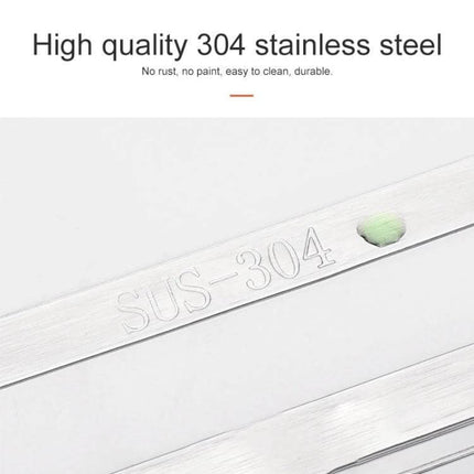 Wall-Mounted Knife Holder for Kitchen Organization showing 304 stainless steel SUS-304 finish, paint-free, rust-resistant wall-mounted storage