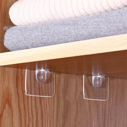 Wardrobe Shelf Partition Bracket Set, Acrylic, 4 Pieces, 6 cm And 7 cm - clear acrylic no-drill shelf dividers installed under wardrobe shelf