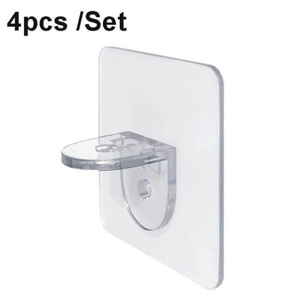 Wardrobe Shelf Partition Bracket Set, Acrylic, 4 Pieces, 6 cm And 7 cm - transparent acrylic adhesive shelf divider bracket kit