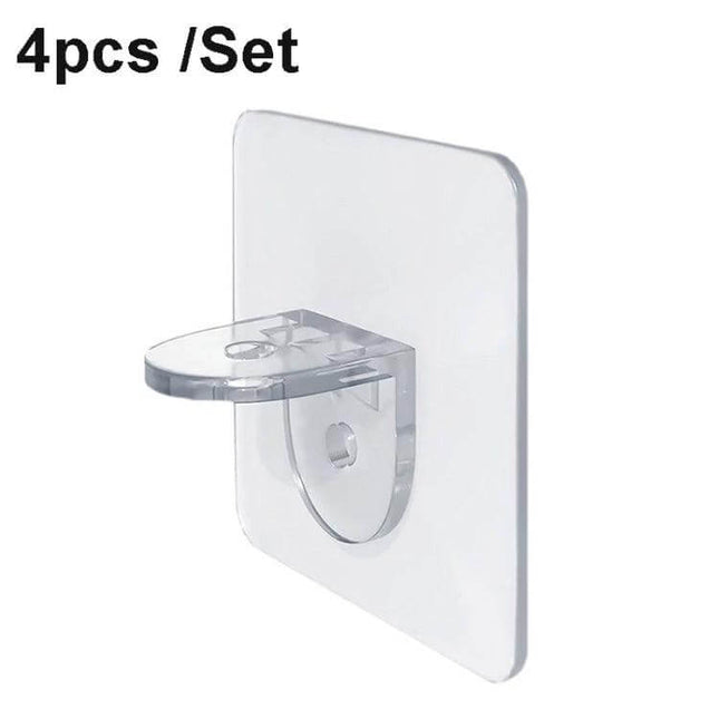 Wardrobe Shelf Partition Bracket Set, Acrylic, 4 Pieces, 6 cm And 7 cm - transparent acrylic adhesive shelf divider bracket kit