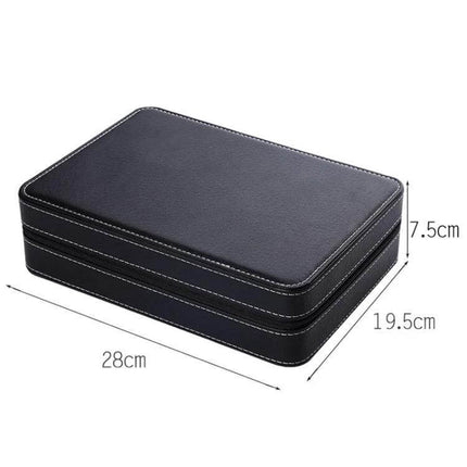 Watch Box 12-Watch Capacity For Display And Everyday Storage black PU leather 12-slot case 28x19.5x7.5cm for dresser or display