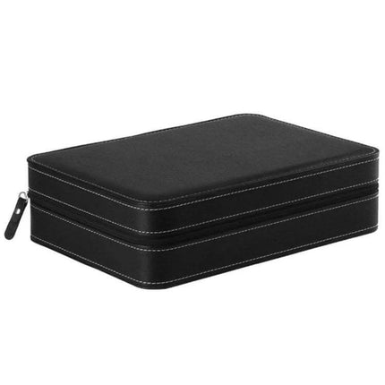 Watch Box 12-Watch Capacity For Display And Everyday Storage black PU leather zip case for dresser or cabinet