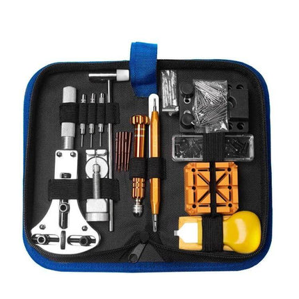 Watch Repair Tool Set for Home Use Portable Everyday Handy Kit - compact case with screwdrivers, punches, tweezers, remover and pry knives