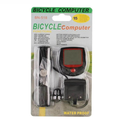Waterproof Cycle Computer For Cycling 14-Function Everyday Use compact wired LCD bike computer with sensor, wheel magnet and mounts, waterproof console