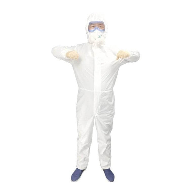 Waterproof Disposable Isolation Suit For General Protection XS To XXXL in SF non-woven fabric, full-body protective disposable coverall