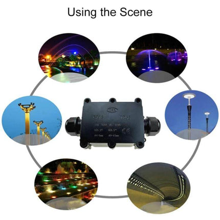 Waterproof Five-Way Junction Box For Circuit Board Protection – black PC plastic junction box for outdoor lighting and fountain cable connections