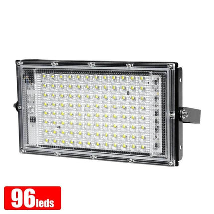 Waterproof LED Flood Light 100W for Outdoor Garden Use - 100W rectangular 96-LED waterproof floodlight, aluminum PC shell, 120° beam for gardens and driveways