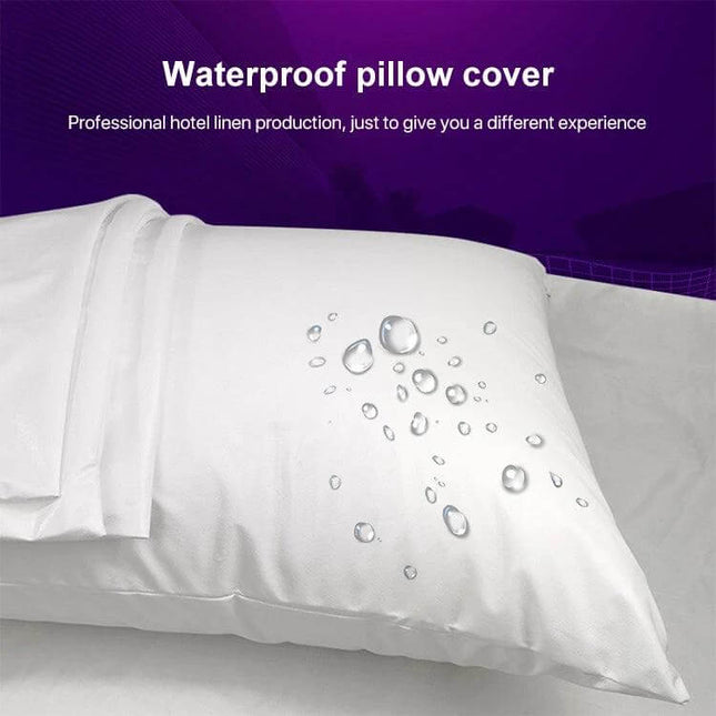 Waterproof Pillowcase 43x73 cm For Everyday Protection - white waterproof pillow cover with water droplets, polyester fiber and TPU recycled membrane