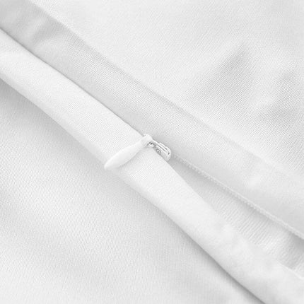 Waterproof Pillowcase 43x73 cm For Everyday Protection close-up of white polyester fabric and hidden zipper with TPU waterproof membrane