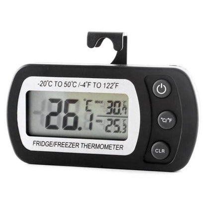 Waterproof Refrigerator Thermometer For Fridge And Freezer digital LCD display with adjustable bracket for shelf or hanging, compact waterproof design