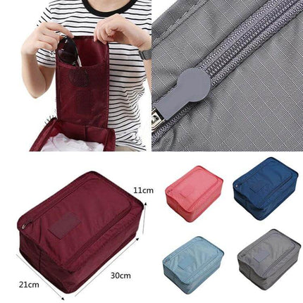 Waterproof Shoes Bag Organizer 30x21x11 cm Travel Pouch - compact water-repellent nylon shoe storage pouch for travel, gym, and suitcase organization