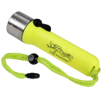Waterproof Underwater Diving LED Flashlight For Fishing - compact yellow handheld diving torch, 150m IP68 waterproof, 200–500 lumens