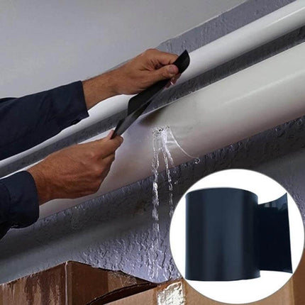 Waterproofing Tape For Kitchen And Pipe Sealing 5x150cm applied to leaking white pipe, high-density PVC self-fusing repair tape sealing water leak