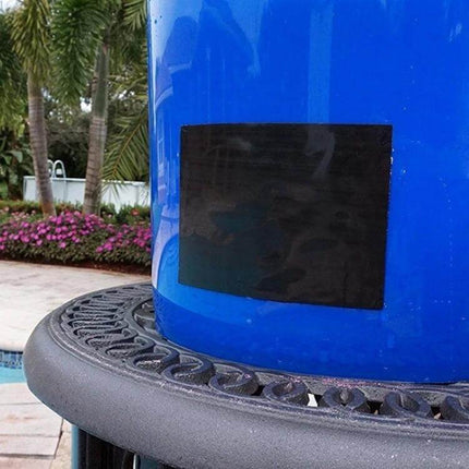 Waterproofing Tape For Kitchen And Pipe Sealing 5x150cm applied as patch on blue plastic bucket for pipe and tank leak repair