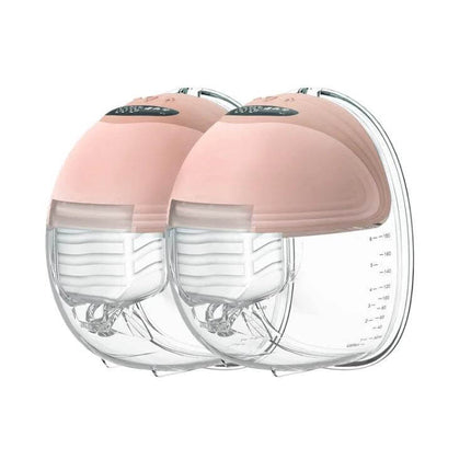 Wearable Breast Pump With LED Display For Daily Use - hands-free pink dual wearable pump with silicone cups, low-noise, LED display and measurement markings