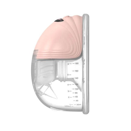 Wearable Breast Pump With LED Display For Daily Use - hands-free pink silicone pump with measurement markings and LED screen