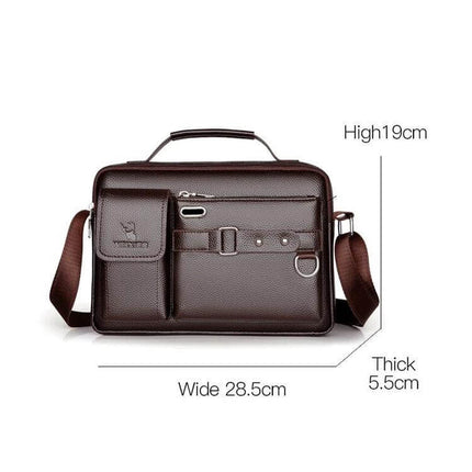 Weixier Men Shoulder Bag PU Leather For Everyday Use compact brown PU leather shoulder bag with front pockets and adjustable strap
