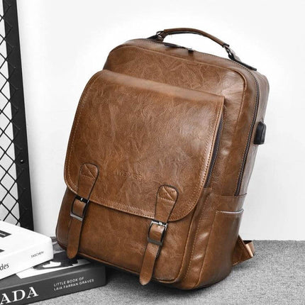 Weixier Waterproof Work Backpack For Daily Commute brown PU leather waterproof work backpack with laptop pocket and organizational compartments