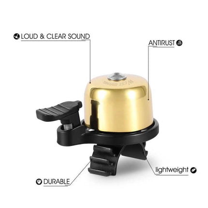 West Biking Copper Bicycle Bell Black For Everyday Riding - compact copper bell with matte black mount, loud clear sound, antirust and durable lightweight design